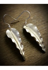  Folded Silver Autumn Leaf Earrings